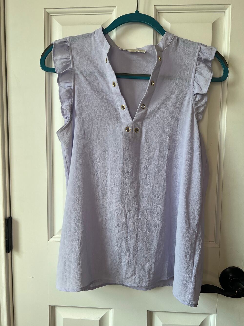 MICHAEL Michael Kors Lace-Up Ruffle Sleeveless Blouse Top Lilac Lavender XS